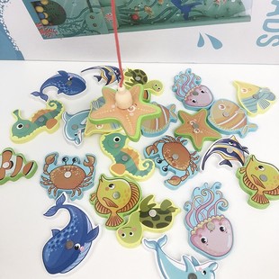 积木制字母数字认知早教益智磁性钓鱼玩具幼儿童亲子游戏c140