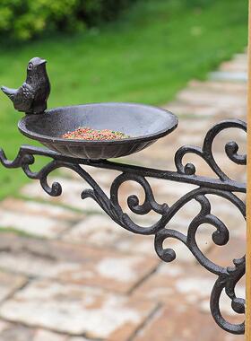 欧式复古铸铁工艺品铁艺小鸟庭院别墅花园吊蓝单鸟食盆装饰挂钩
