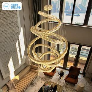 别墅超大客厅水晶灯复式楼挑空吊灯民宿自建房商用楼梯长吊灯跨境