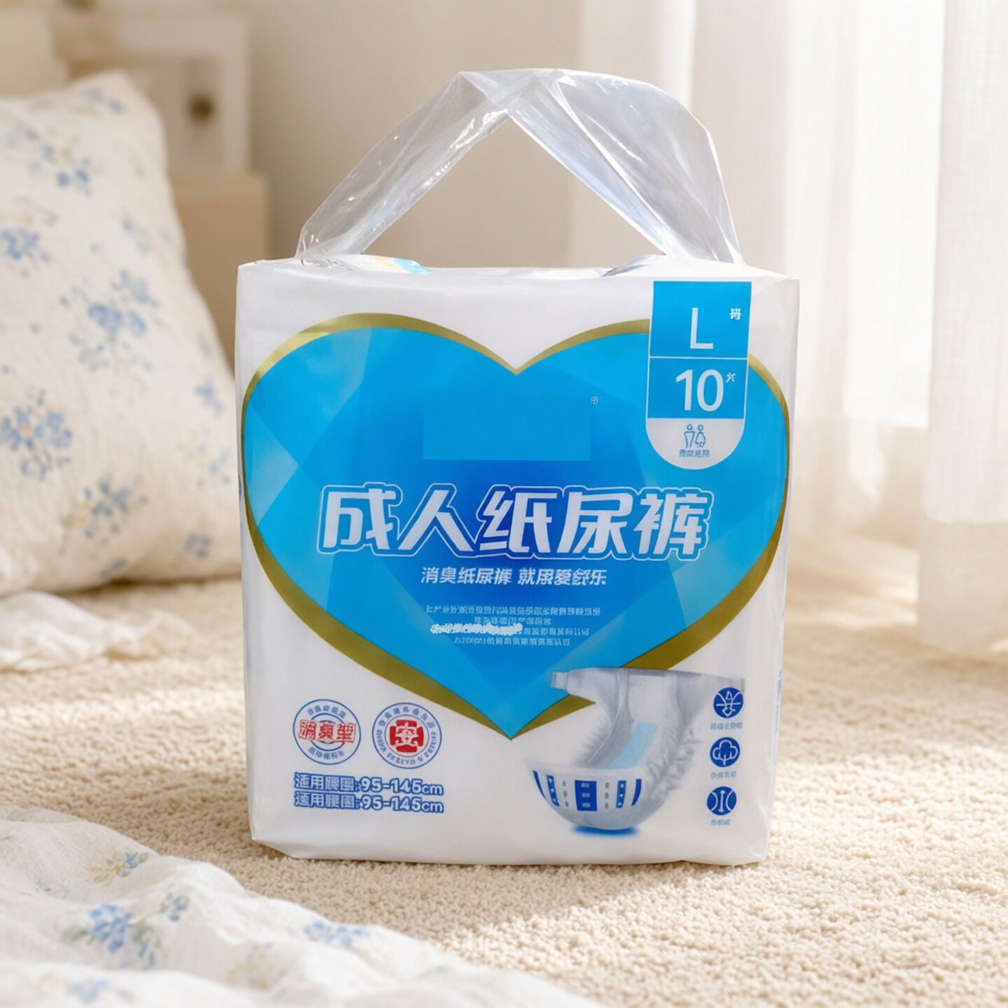 爱舒乐成人纸尿裤L码XL码10片装男女通用孕产妇老年人防漏尿不湿