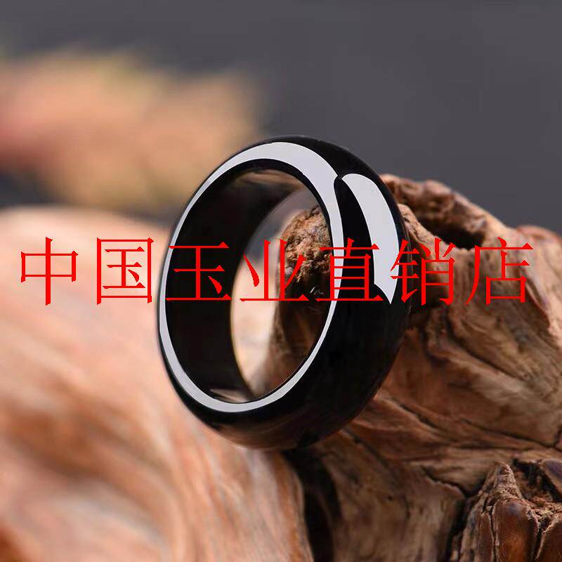 高端冰种黑曜石戒指女款小众墨玉