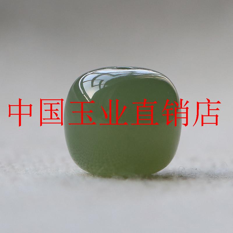 和田玉散珠湖水绿桶珠老型珠子青白玉石文玩配饰手串配珠单珠配件