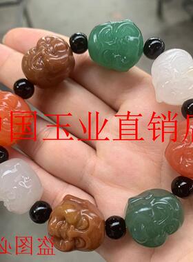新疆和田玉金丝玉彩玉白冰晴水手串女款冰种南瓜珠手链戈壁玉手链