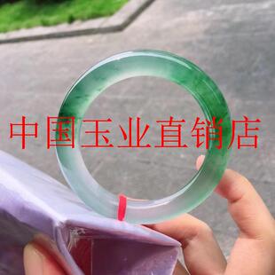 危地马拉冰种通透水润翡翠色玉镯冰底飘阳绿圆条美人玉石手镯时尚