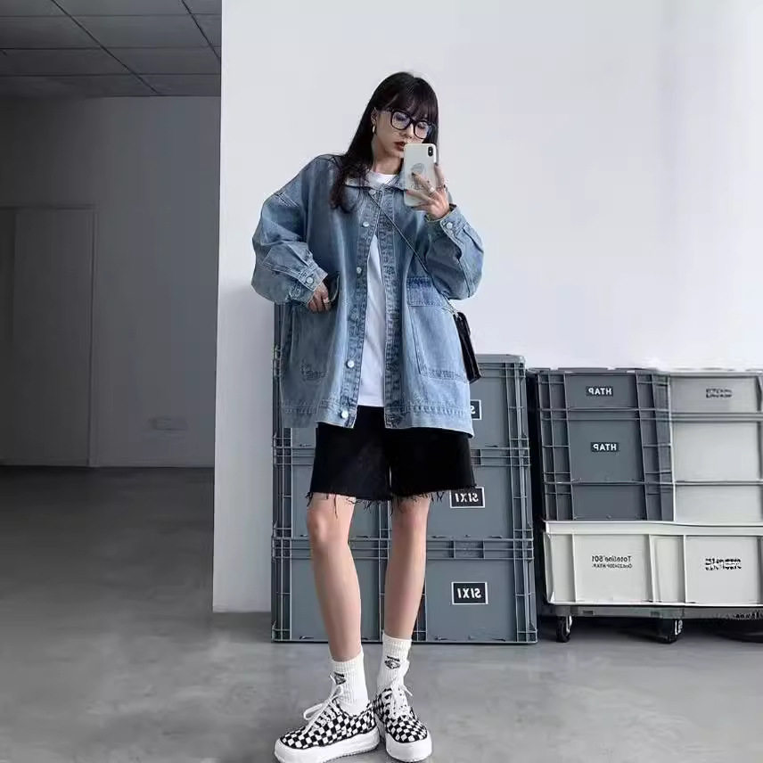 牛仔外套女春秋宽松小个子bf风上衣服学生复古百搭夹克衫春秋潮款