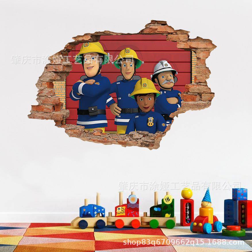 动漫消防员男孩卧室贴纸墙面装饰卡通贴纸3衣柜房门墙贴,家居饰品,软装墙贴,淘宝优惠券,粉丝福利购,淘宝优惠卷