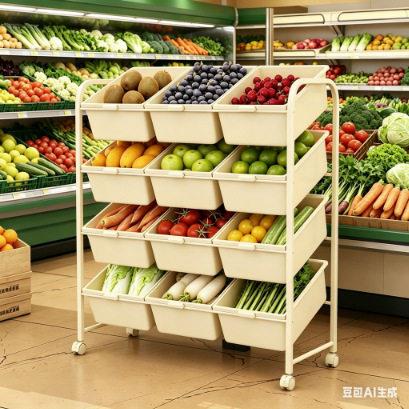 多层商超货架带轮多层果蔬架饼干糖果坚果摆放架卖场可旋转收纳架