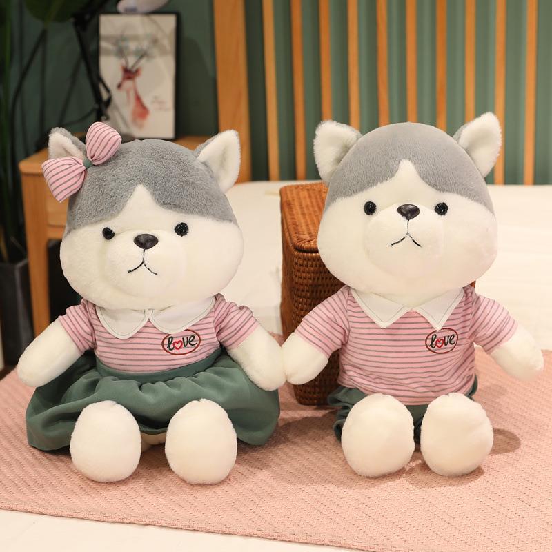 情侣哈士奇狗狗毛绒公仔儿童宠物二哈玩具可爱小奶狗玩偶爪机娃娃