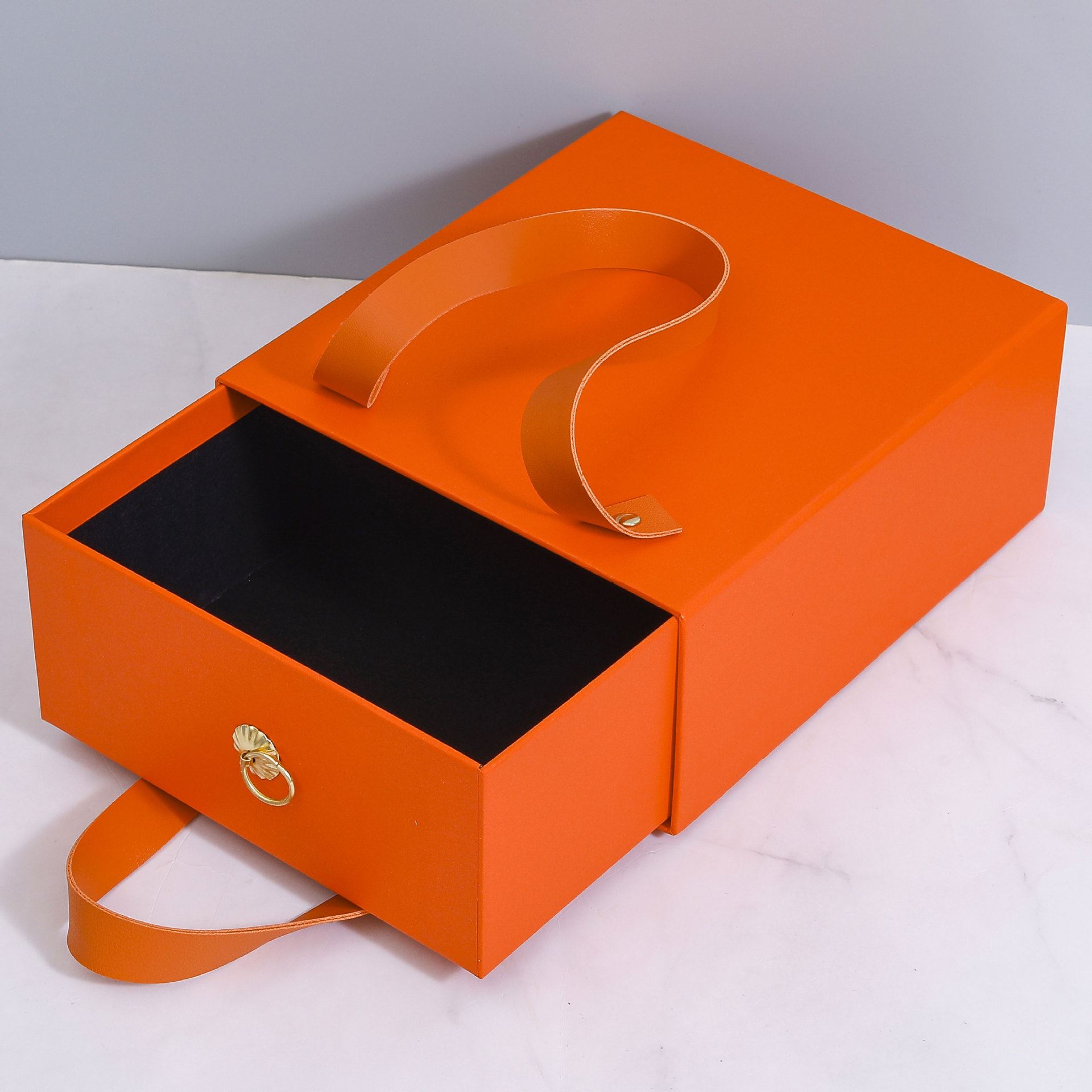 高档手提喜糖盒橙色中式结婚糖果盒大号抽屉式订婚伴娘礼品盒