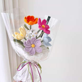 手工diy编织钩针材料包雪妃尔毛线花格桑花闺蜜情人女友生日礼物