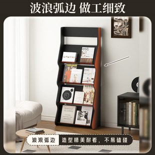 客厅靠墙置物架窄边架落地书报架杂志架多层报刊架书本唱片展示架