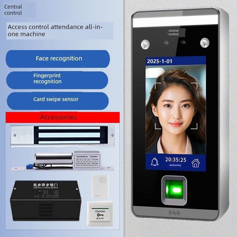 中控人脸指纹识别门禁考勤一体机T602动态面部认证打卡门禁磁力锁