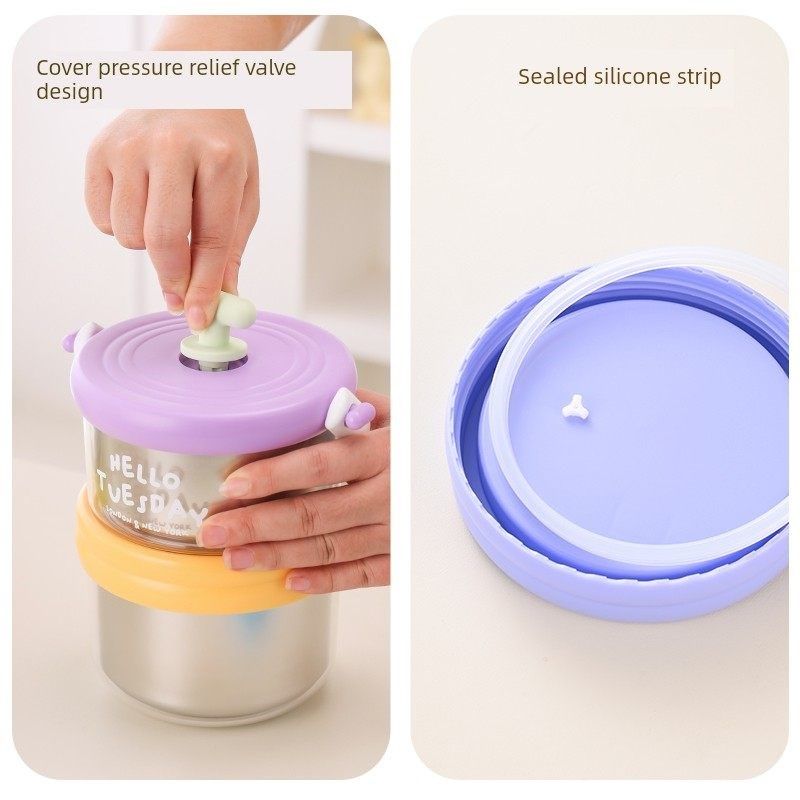 多巴胺便携式休闲风格2层方便小工具饭盒保温桶牛奶饭盒烤箱保温