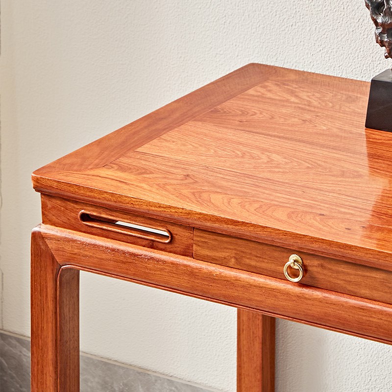 红木书桌新中式书法桌实s木电脑桌花梨木办公桌刺猬紫檀写字台简