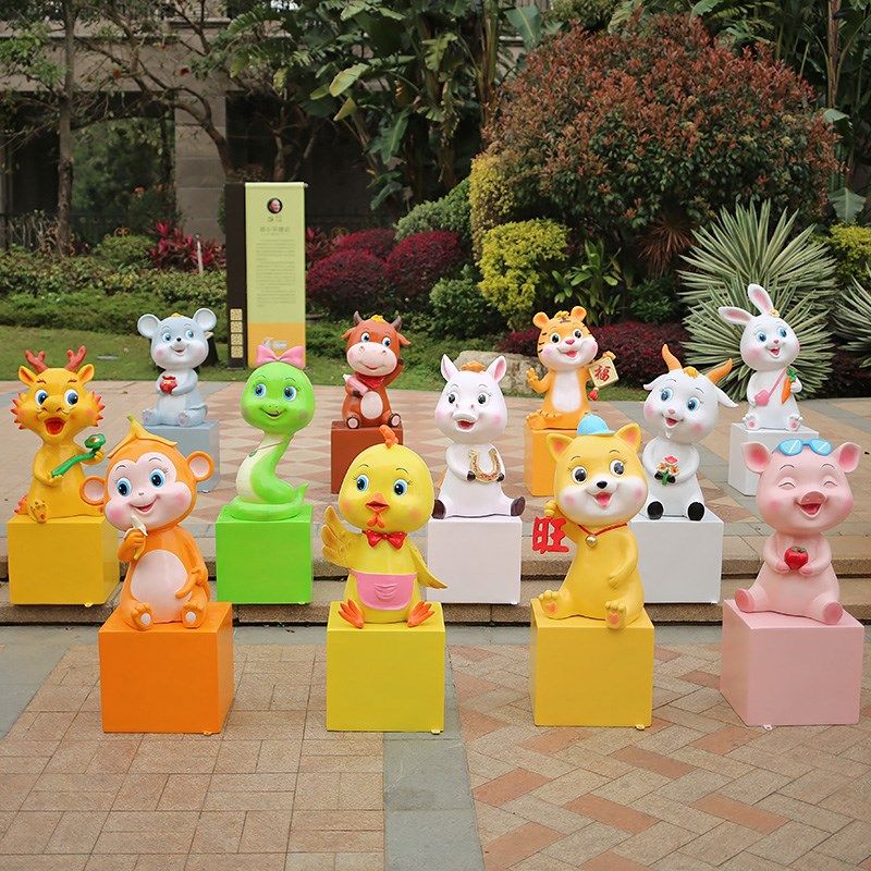 十二生肖摆件户外园林景观装饰幼儿园坐凳玻璃钢卡通休闲座椅雕塑,家居饰品,户外/庭院摆件,淘宝优惠券,粉丝福利购,淘宝优惠卷