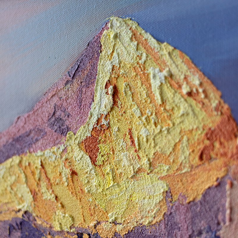 手绘油画贡嘎雪山客厅装饰日照金C山丙烯肌理画沙发背景墙横幅油图片