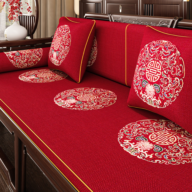 新中式红木沙发坐垫套罩实木家具罗汉床沙发垫四季通用防滑垫高端