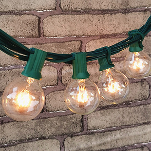 欧规复古E12户外防水装 饰小串灯节日婚庆彩灯G40钨丝玻璃灯泡串