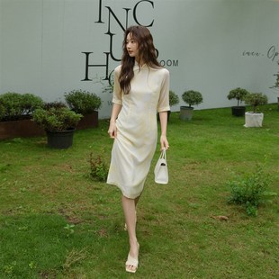 2023秋冬新款 国潮 高端真丝手感雪纺连衣裙2699温柔风民国旗袍夏季