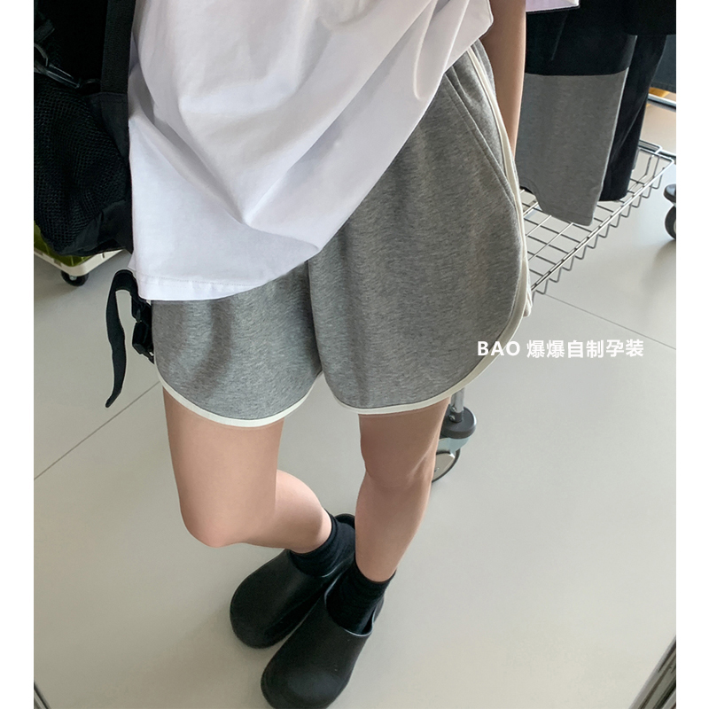 孕妇低腰运动短裤外穿夏季薄款灰色宽松休闲阔腿三T分直筒打底卫