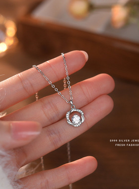 24年新款s999纯银莫比乌斯环项链女足银锁骨链轻奢小众高级设计感