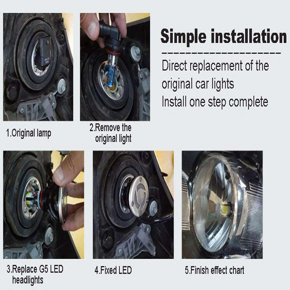 2个G5 LED 汽车前大灯 大灯30W 3200LM H7汽车LED大灯灯泡