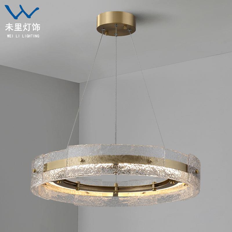 轻奢简约客厅吊灯样板间餐厅卧室灯创意个性设计师水波纹玻璃吊灯