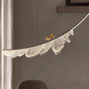 后现代全铜轻奢三头餐厅吊灯美式 复古楼梯灯led小鸟羽毛吧台灯具