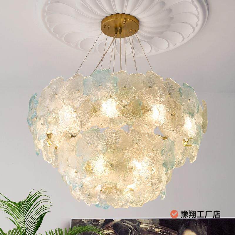 法式水晶吊灯现代奶油风花瓣设计豪华大气客厅餐厅三光谱护灯具