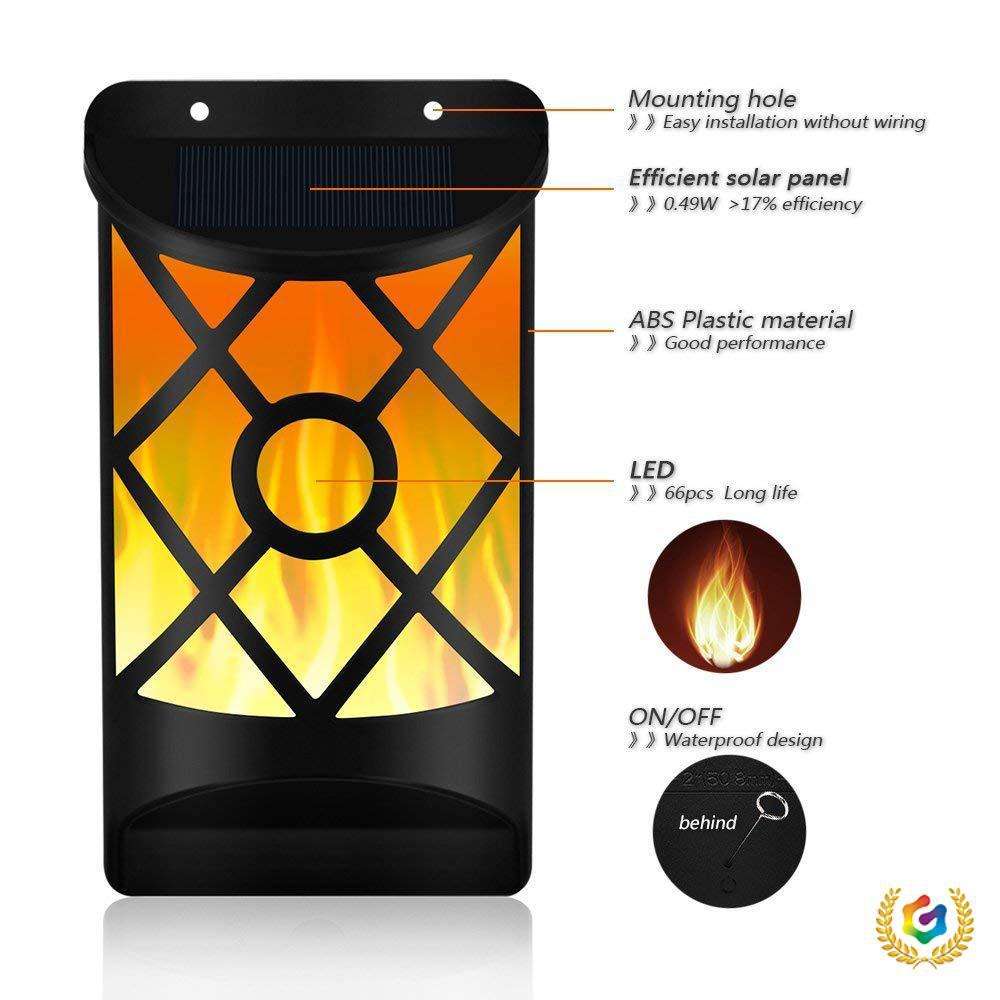 ?新款太阳能壁灯led火焰灯户外庭院灯花园景观装饰灯家用感应路