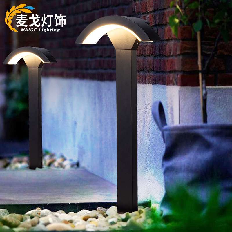 led草坪灯户外防水扇形简约月亮拱形别墅园林室外庭院草地景观灯