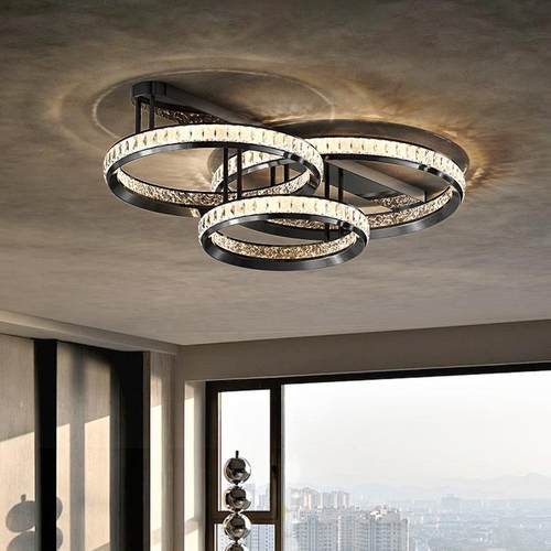 客厅吸顶灯圆形现代极简2025新款水晶主灯高级感全光谱护眼卧室灯