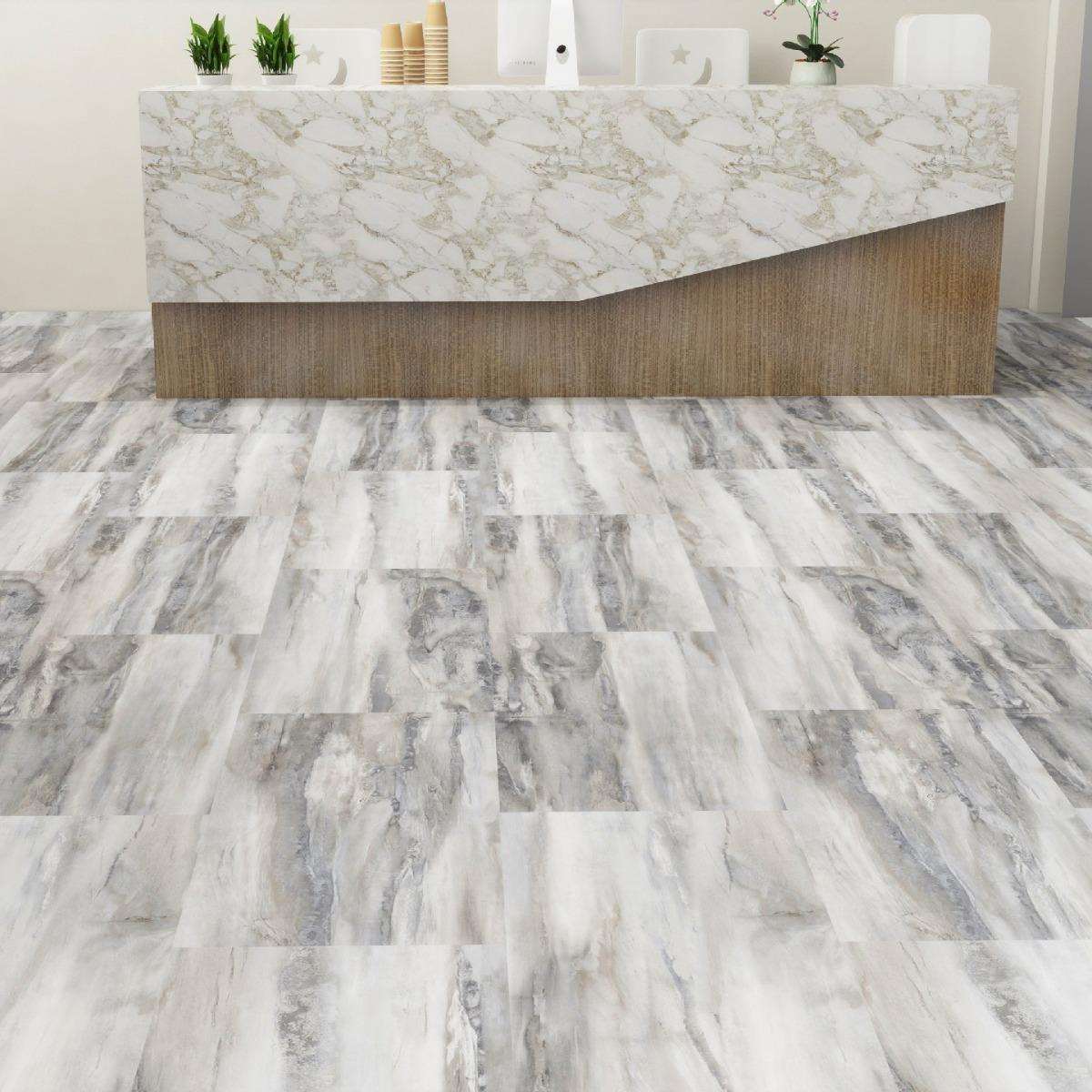 spc锁扣地板石塑地板卡扣式瓷砖大理石纹家用厨房防水工业风商用