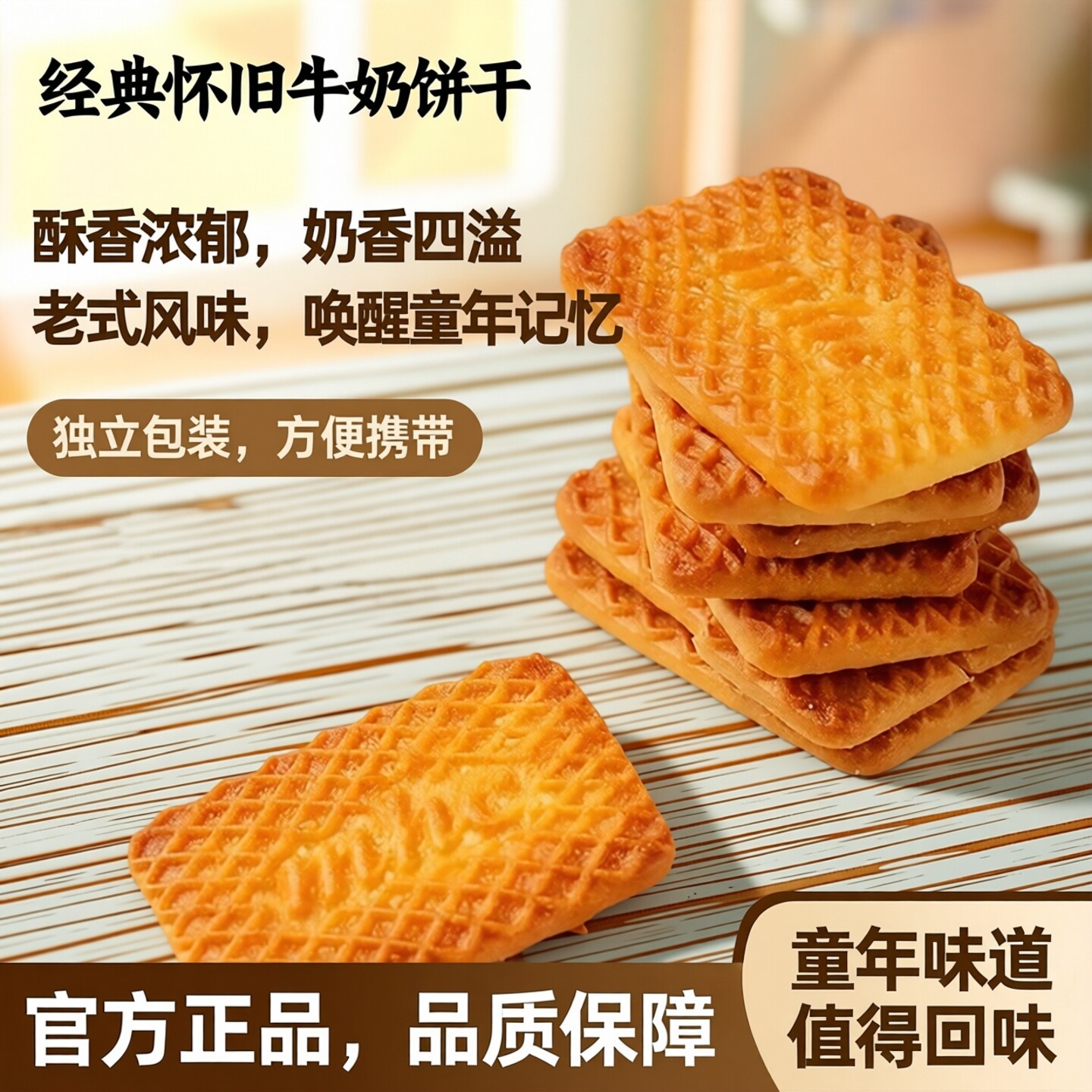 经典怀旧牛奶饼干500g整箱独立包装老式风味奶香浓郁早餐零食饼干