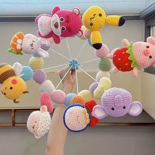 钩织动物玩偶风铃手工diy材料包毛线编织马卡龙婴儿宝宝床铃挂件