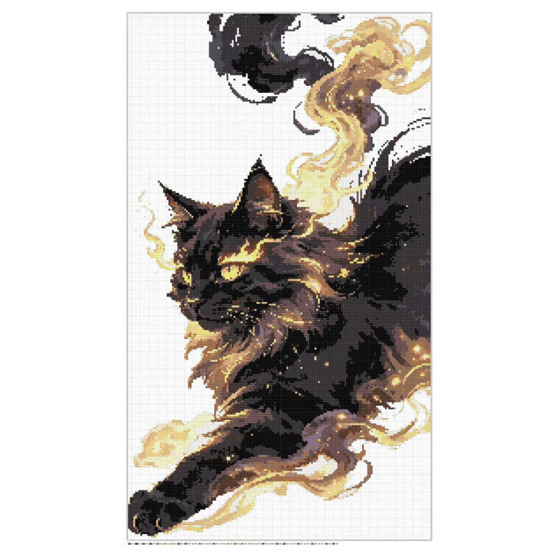拼豆图纸黑猫踏云幽冥听风手绘定制拼豆图纸DIY手工