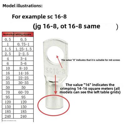 Sc6-4/5/6/8/10/12窥探短铜鼻铜线耳6方压头铜连接器端子座