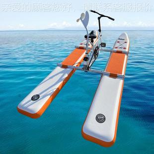SUP水上自行车充气橡42917气皮设单备人水充上单车观光水上脚蹬游
