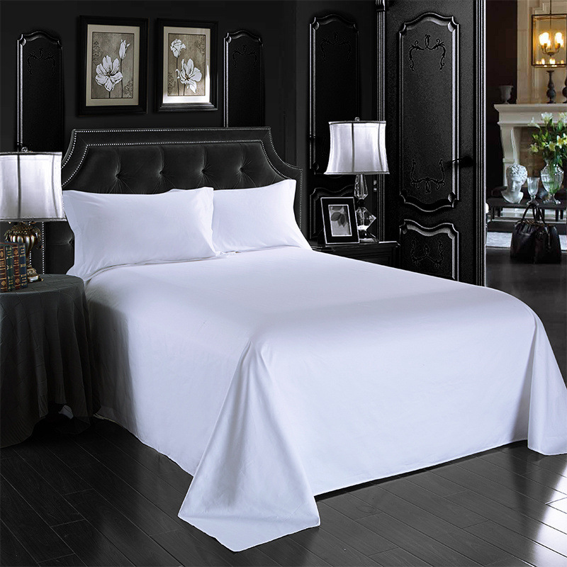 宾馆酒店床上用品床单旅店院白色缎条床单足