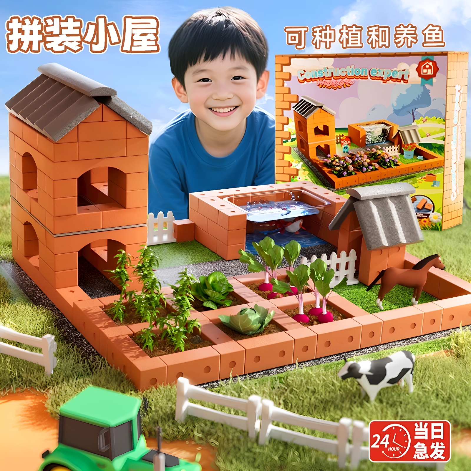 【儿童diy手工迷你真砖小屋】