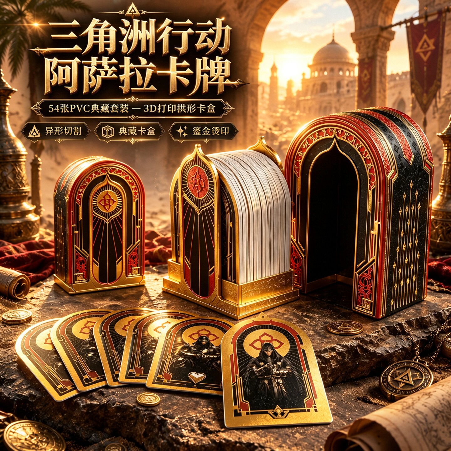 三角洲行动周边阿萨拉扑克牌盒模型全套装游戏房卡立体卡收纳摆件