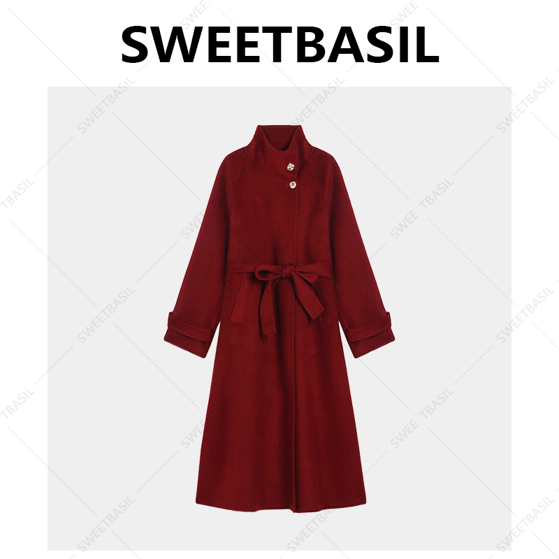 11-29H B【继承者大衣】新款高端立领收腰气质双面大衣 D3AB44911