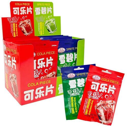 雪碧可乐味汽水糖超市怀旧气泡糖泡腾片休闲零食整盒糖果批发