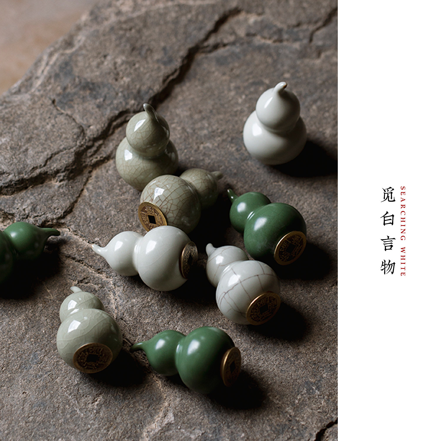 觅白汝瓷小葫芦茶宠开片可养哥窑摆件汝窑招财福禄茶道配文玩禅意,餐饮具,茶宠摆件,淘宝优惠券,粉丝福利购,淘宝优惠卷