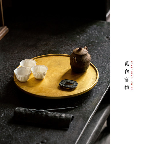 金箔大漆茶台非遗漆器壶承手作盘