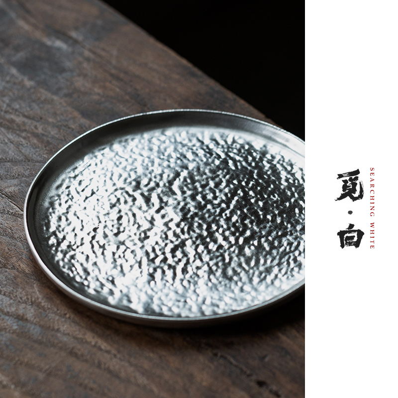 觅白言物复古99足银手工鎏银茶盘