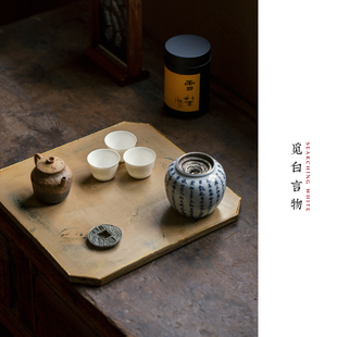 觅白大漆茶盘梵川干泡台木胎托盘漆器纯手工鎏金方形非遗宋式茶道