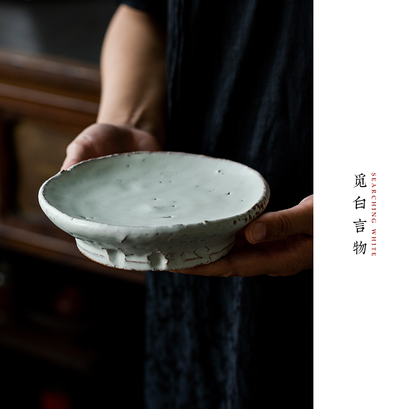觅白厚土粉引开片纯手工壶承干泡