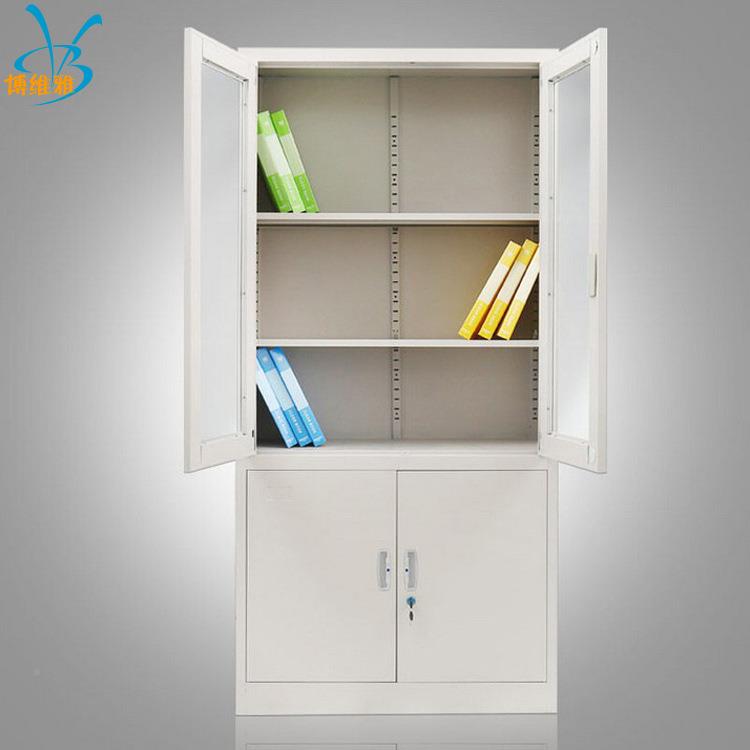 办公家具玻 钢制BWY-2000办公柜 皮文件柜铁 上璃下铁门柜简 约平