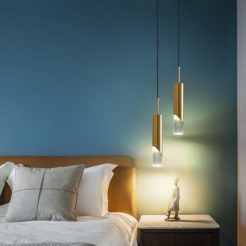 极床头吊灯现代约网1229红轻台简奢吧餐厅灯具北简欧主卧室长线小